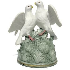 White Doves Musical Figurine Playing Love Story Where Do I Begin Wind Up